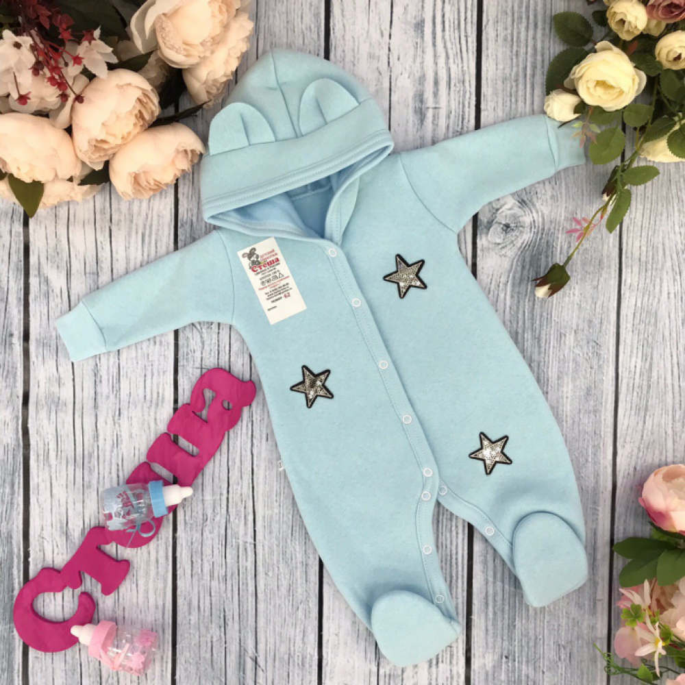 218. Комбинезон ясельный, хлопок 65%, 35% ПЭ, футер с начёсом 62.68,74