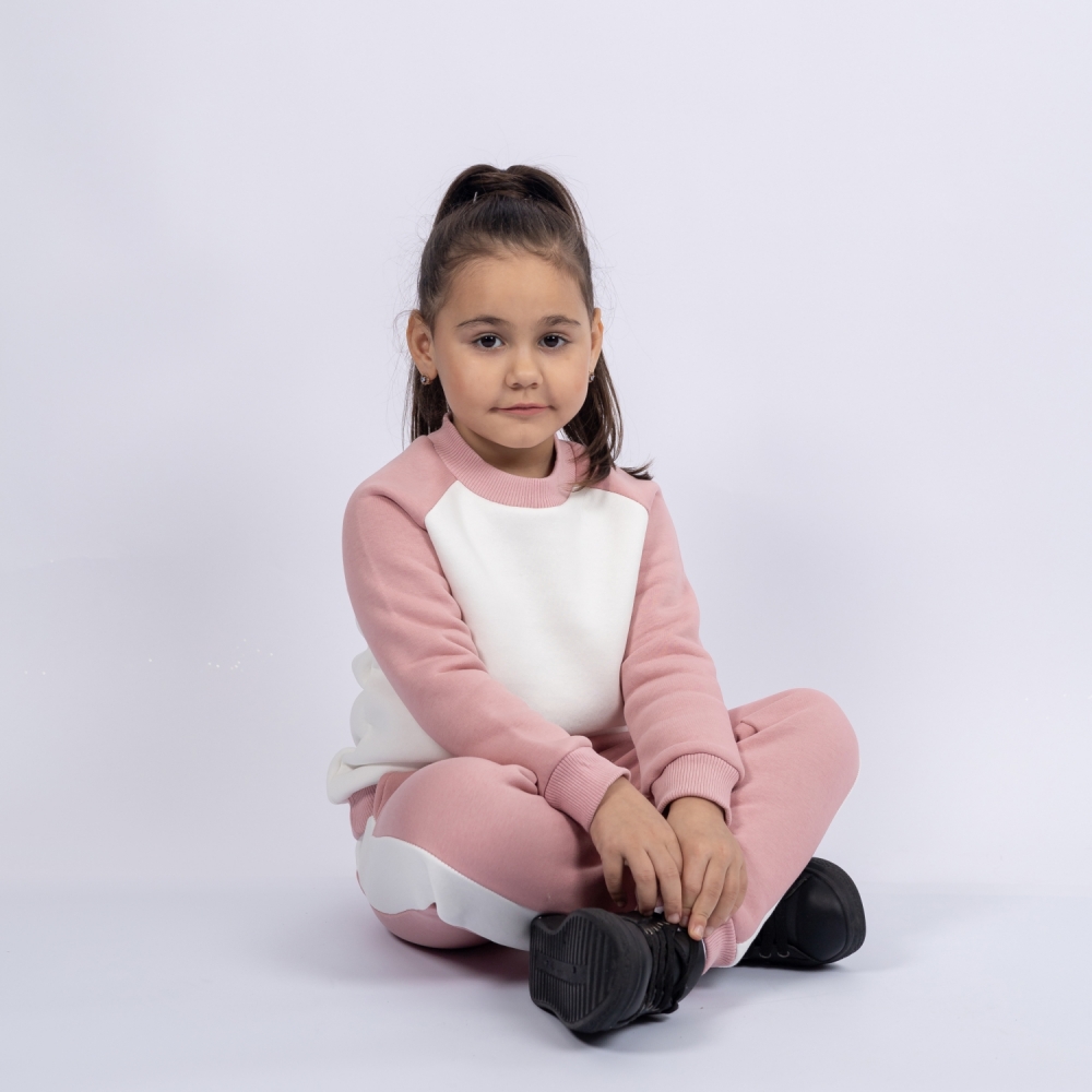 314-ПУ. Свитшот + Штаны, пудра, хлопок 65%, 35% ПЭ, 3-х нитка (начес) 80,86,92,98,104