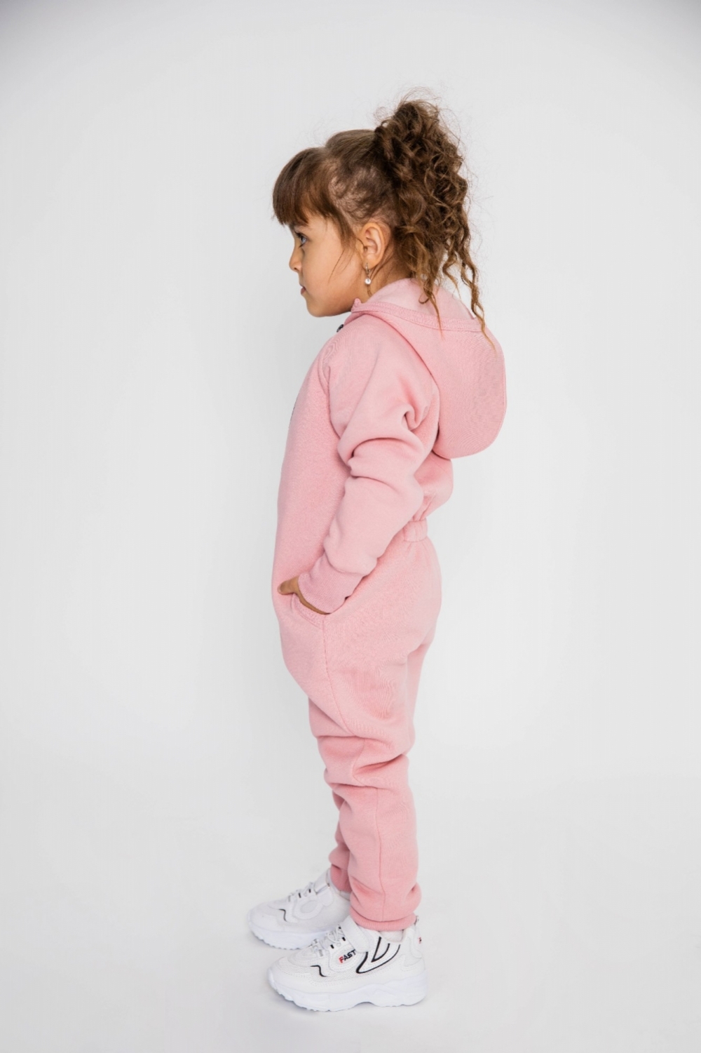 318-П. Комбинезон на молнии с капюшоном, пудра, хлопок 65%, 35% ПЭ, 3 нитка толстовка (начёс) 86,92,98,104