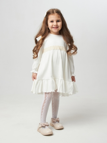 Купить оптом 332. Платье детское из лапши, хлопок 100%, молочное, р. 98,104,110,116 в Ставрополе