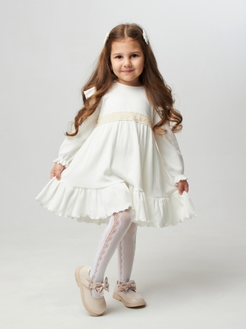 Купить оптом 332. Платье детское из лапши, хлопок 100%, молочное, р. 74,80,86,92 в Ставрополе