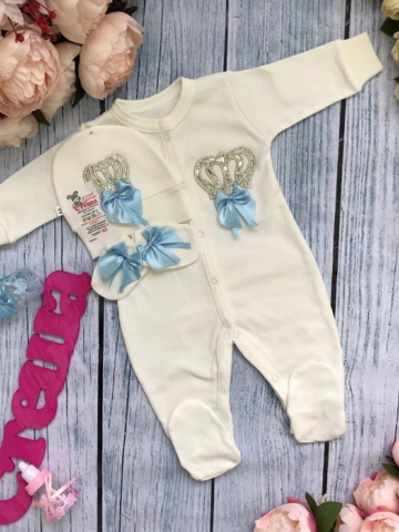 Купить оптом 165. Комбинезон с шапкой и царапками,100% хлопок интерлок в Ставрополе