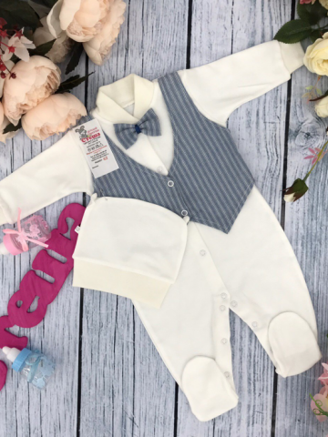 Купить оптом 224-Г. Комбинезон, хлопок 100% интерлок, "Жилет новый" голубая полоса в Ставрополе