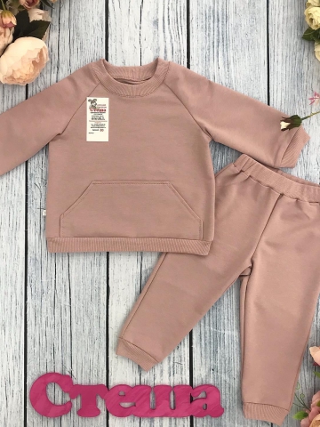 Купить оптом 312-ТП. Свитшот+ Штаны , хлопок 70%, 25% ПЭ, 5% лайкра, 2 нитка петля без начеса, тёмн. пудра 98,104,110,116 в Ставрополе