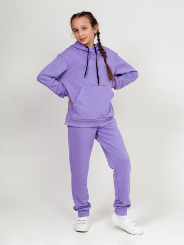 311-Л. Свитшот с капюшоном + Штаны, хлопок 65%, 35% ПЭ, 3-х нитка ( без начеса) лиловый 146,152,158