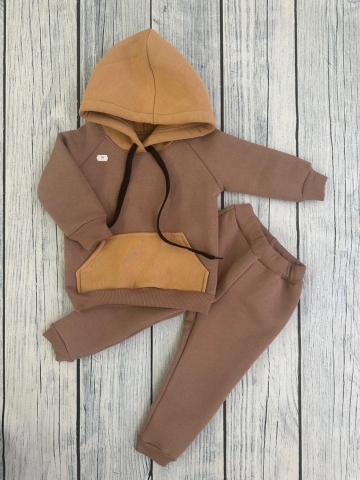 Купить оптом 296-РАЗ. Худи +Брюки детские, хлопок 65%, 35%  ПЭ, 3-х нитка (начес) разноцветный 80,86,92 в Ставрополе